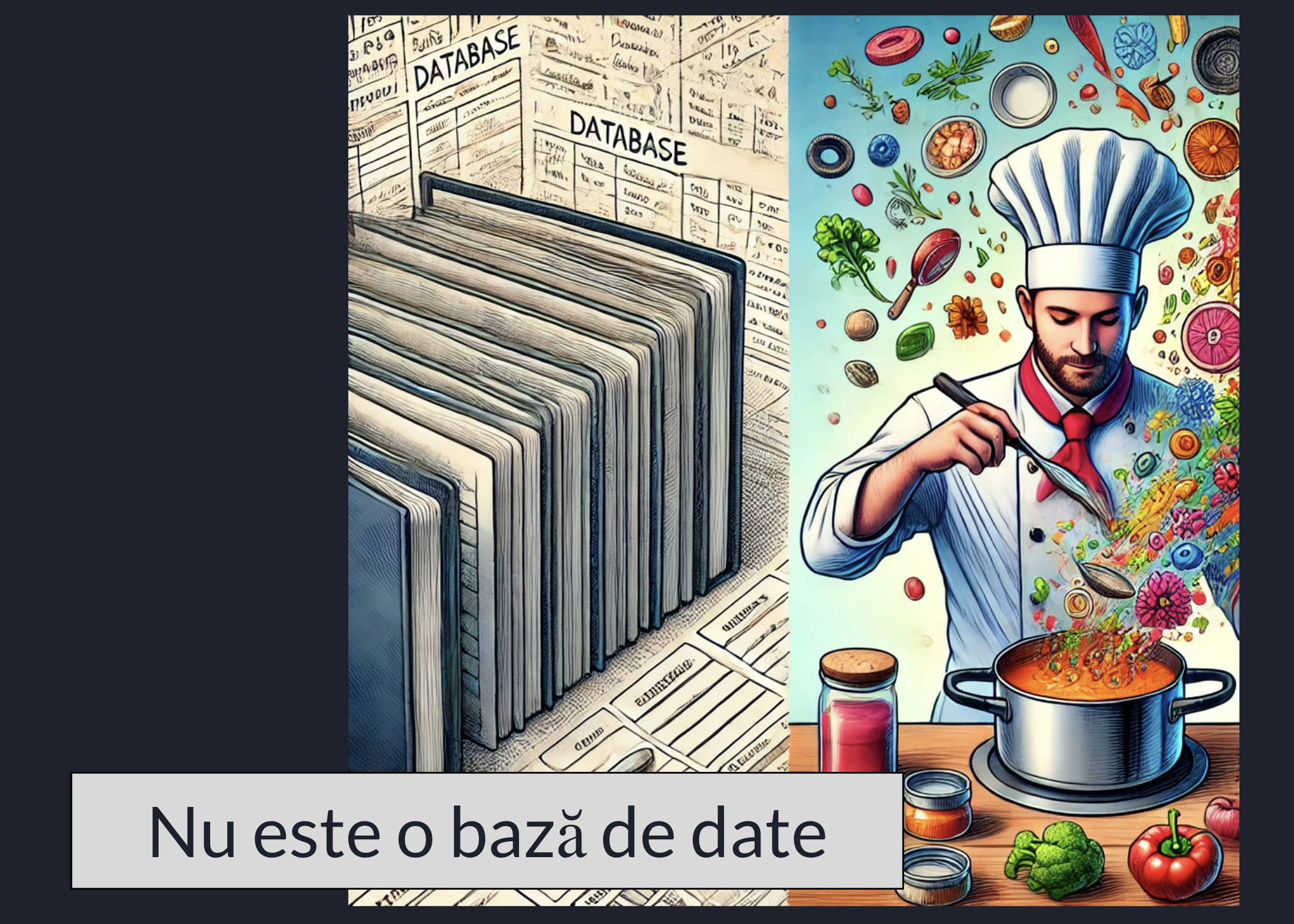 Comparație - baza de date vs bucătarul experimentat
