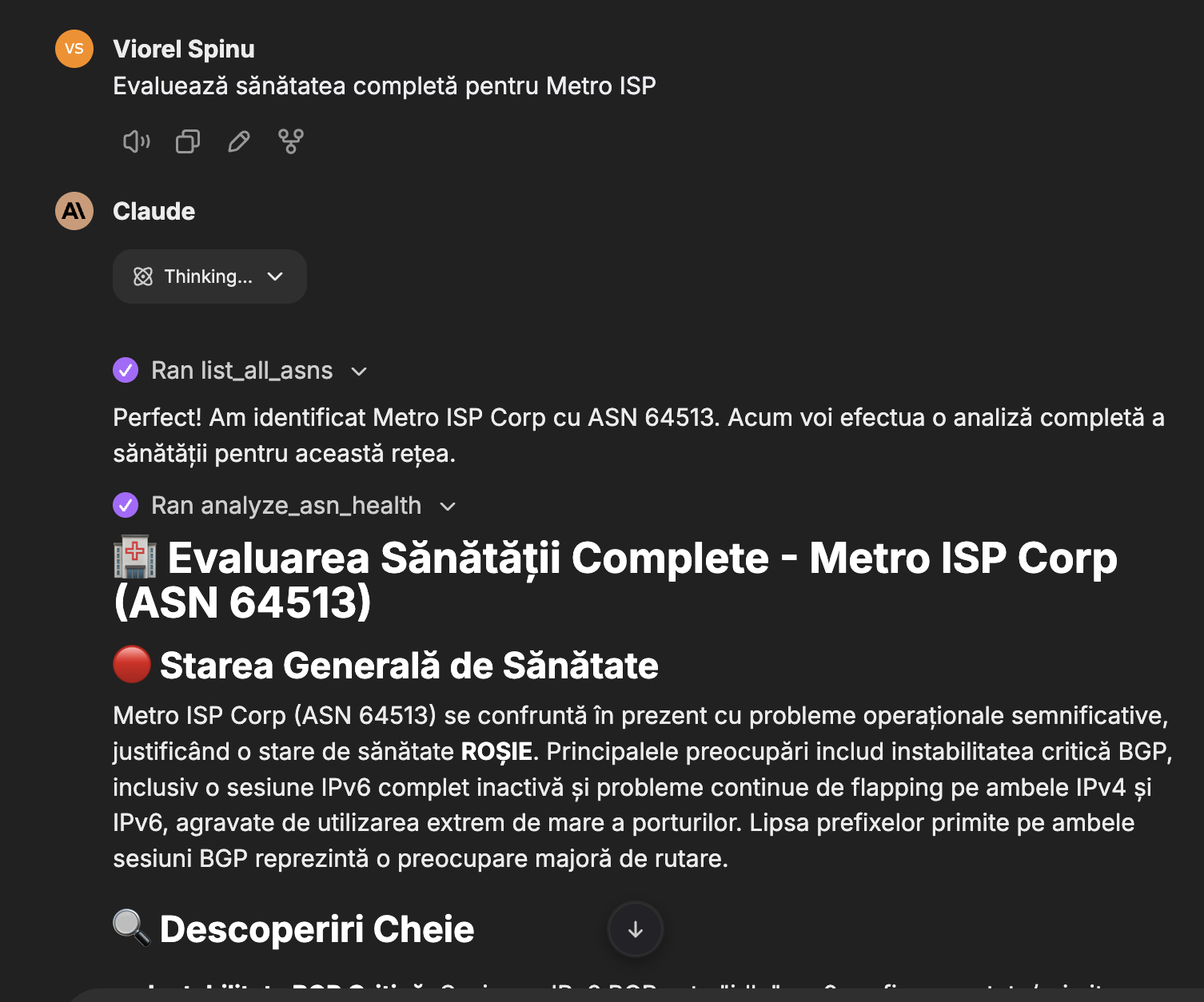 Exemplu conversație 2 cu agentul ISP