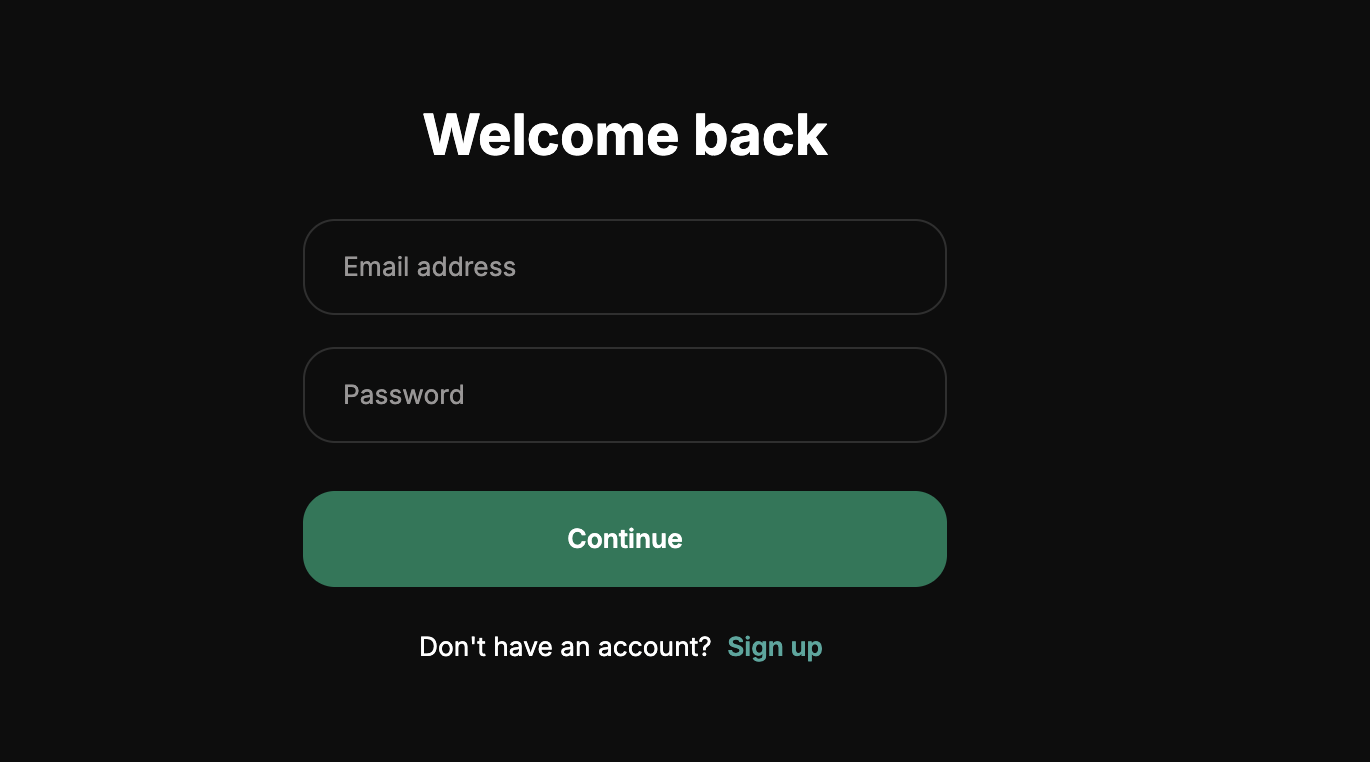 Screenshot: SignUp button pentru demo