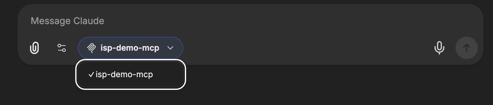 Screenshot: selectare isp-mcp-demo